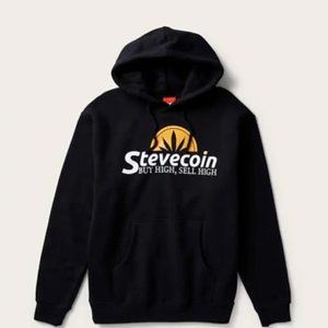 Steve Will Do It LARGE Hoodie Black Bitcoin Funny Joke College Gift NEW